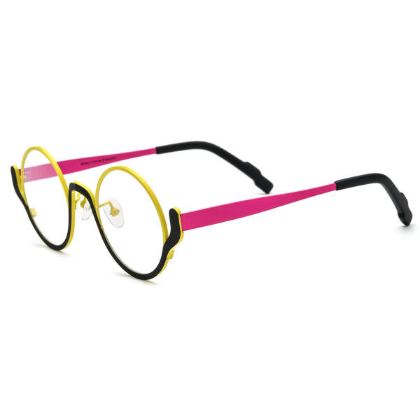 Round Titanium Glasses LE3072 - Yellow & Black