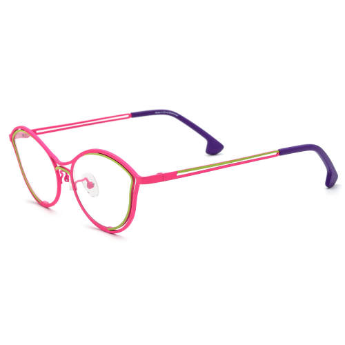 Cat Eye Titanium Glasses LE3070 - Pink & Green