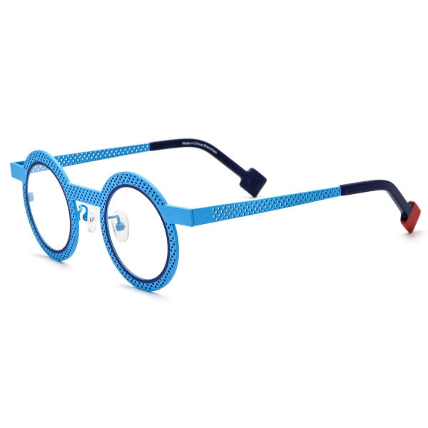 Round Titanium Glasses LE3074 - Blue
