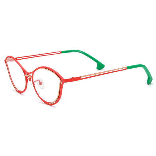 Cat Eye Titanium Glasses LE3070 - Red & Yellow