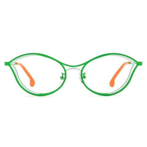 Cat Eye Titanium Glasses LE3070 - Green & White