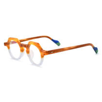 Yellow Glasses LE0643 - Stylish Yellow & White Acetate Geometric Glasses