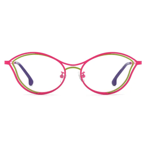 Cat Eye Titanium Glasses LE3070 - Pink & Green
