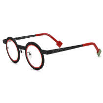 Round Titanium Glasses LE3074 - Black & Red
