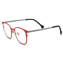 Square Titanium Glasses LE3073 - Red & Gunmetal