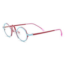 Large Frame Glasses LE0733 - Bold Red and Blue Titanium Oval Frames