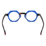 Geometric Glasses Frames LE0643 - Stylish Blue Acetate with TortoiseShell Temples