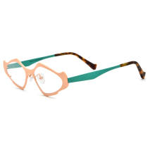 Cat Eye Titanium Glasses LE3071 - Orange & Green Cat Eye Titanium Glasses LE3071 - Orange & Green