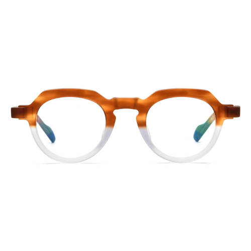 Orange Eyeglass Frames LE0646 - Stylish Orange & White Acetate Oval Glasses
