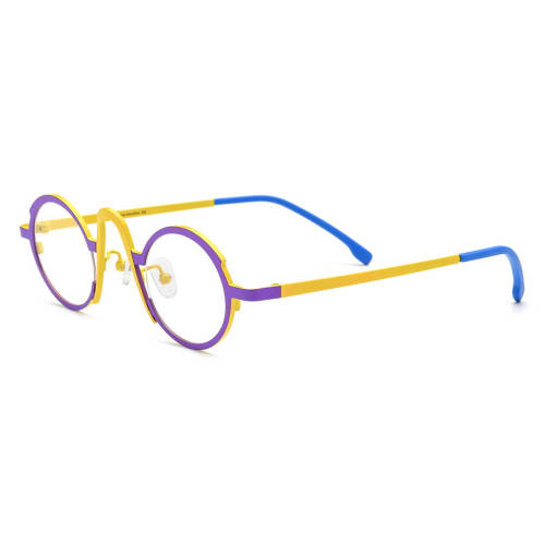 Yellow Glasses LE0733 – Vibrant Titanium Oval Glasses in Yellow & Purple