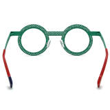 Round Titanium Glasses LE3074 - Green & Red