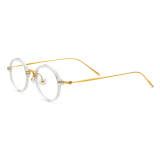 Round Glasses Frames LE0563 - Clear Acetate with Titanium Temples
