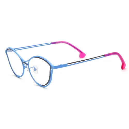 Cat Eye Titanium Glasses LE3070 - Blue & Brown