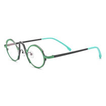 Titanium Frames Glasses LE0733 - Stylish Gunmetal and Green Oval Design