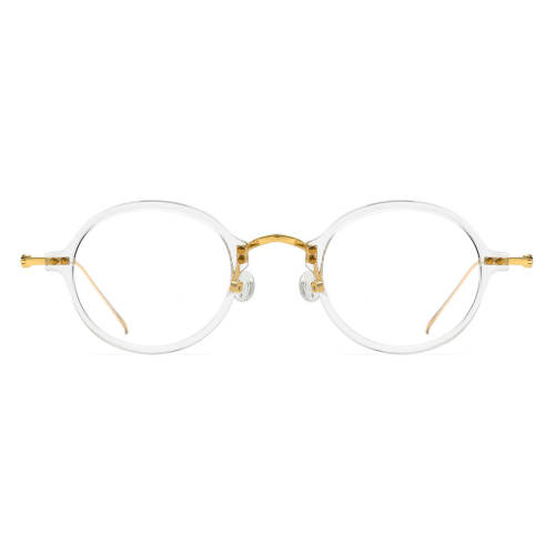 Round Glasses Frames LE0563 - Clear Acetate with Titanium Temples