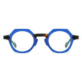 Geometric Glasses Frames LE0643 - Stylish Blue Acetate with TortoiseShell Temples