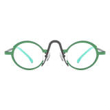 Titanium Frames Glasses LE0733 - Stylish Gunmetal and Green Oval Design