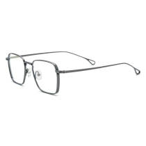 Gunmetal Frame Glasses LE0591 - Sleek Titanium Square Glasses for Modern Elegance