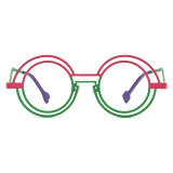 Round Titanium Glasses LE3069 - Pink & Green