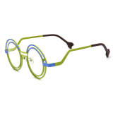 Round Titanium Glasses LE3069 - Blue & Green