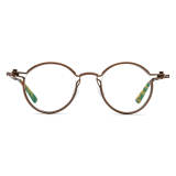Round Eyeglass Frames LE0574 - Stylish Brown Titanium Round Glasses with Adjustable Nose Pads