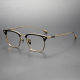 Black and Gold Glasses LE0502 - Elegant Acetate Browline Glasses with Titanium Frame