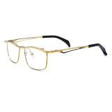 Gold Browline Glasses Women - LE0533 Titanium Glasses with Adjustable Nose Pads