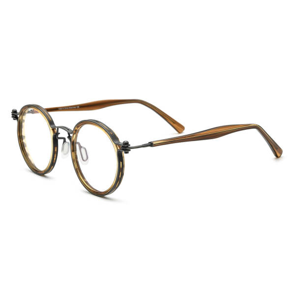 Tortoise Glasses - LE0571 Round Acetate Frames with Adjustable Nose Pads