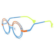 Round Titanium Glasses LE3069 - Orange & Blue