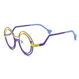 Round Titanium Glasses LE3069 - Yellow & Purple