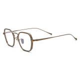 Olet Optical LE0696 Brown Geometric Eyeglasses, Titanium Frame, Hypoallergenic Design

