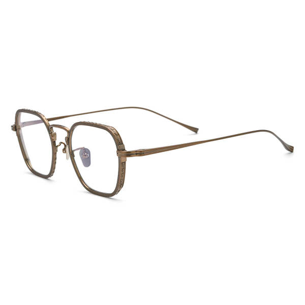Brown Glasses - LE0696 Geometric Titanium Glasses