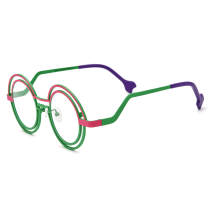 Round Titanium Glasses LE3069 - Pink & Green