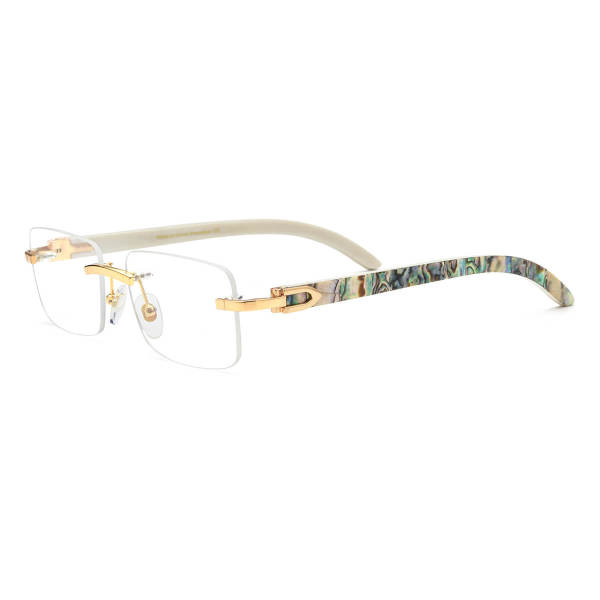 White Frame Glasses - LE0672 Rimless Horn Rimmed, White Horn Beige Shells