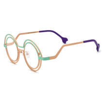 Round Titanium Glasses LE3069 - Green & Yellow