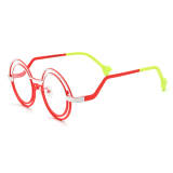 Round Titanium Glasses LE3069 - White & Red