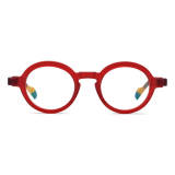 Round Acetate Glasses - LE0647_Red