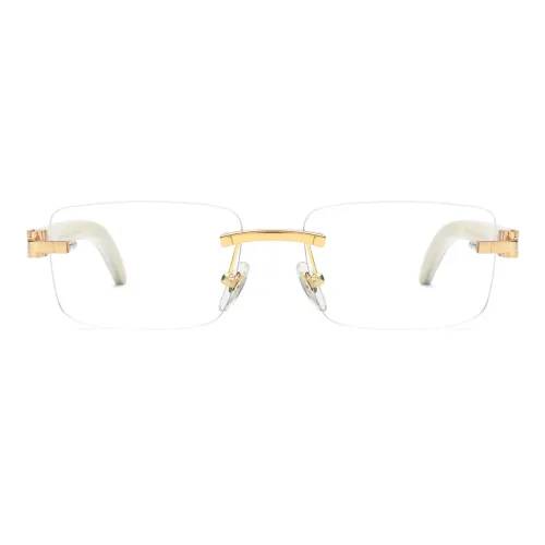 White Frame Glasses - LE0672 Rimless Horn Rimmed, White Horn Beige Shells