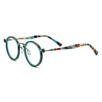 Eyeglasses Green Frames - LE0571 Round Acetate Glasses with Adjustable Nose Pads