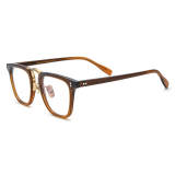 Olet Optical LE0641 Brown Glasses Frames, Square Acetate Glasses, Lightweight and Durable

