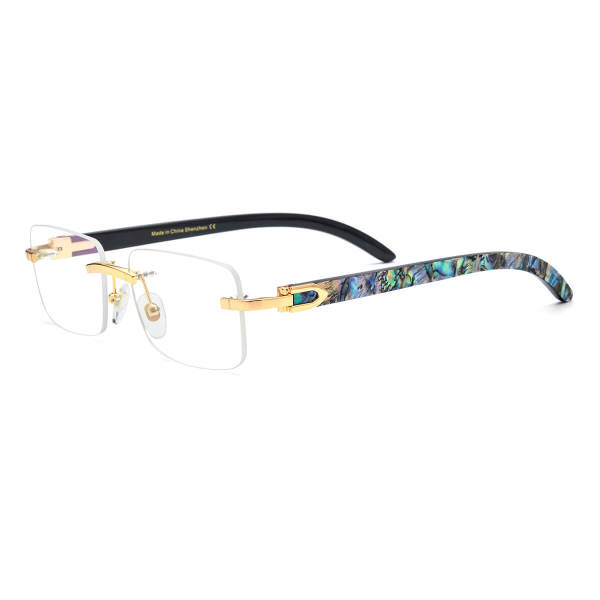 Black Horn Rimmed Glasses - LE0672 Wavy Shell Rimless Design