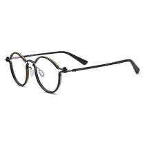 Oversized Black Glasses LE0574 - Elegant Titanium Round Eyewear with Adjustable Nose Pads