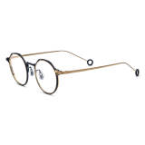 Black and Gold Glasses Frames - LE0778 Round Titanium Glasses with Adjustable Nose Pads