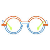 Round Titanium Glasses LE3069 - Orange & Blue