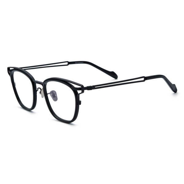 Circle Frame Glasses - LE0615 Black Titanium, Hypoallergenic and Durable