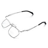 Silver Glasses Frames - LE0533 Titanium Browline Glasses with Adjustable Nose Pads