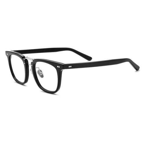 Black Square Glasses - LE0622 Acetate Frame with IP Plated Metal Bridge for All-Day Comfort