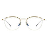 Round Frame Glasses LE0689 – Hypoallergenic Titanium Design with Clear and Gold Accents