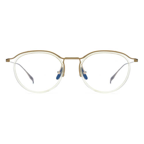 Round Frame Glasses LE0689 – Hypoallergenic Titanium Design with Clear and Gold Accents