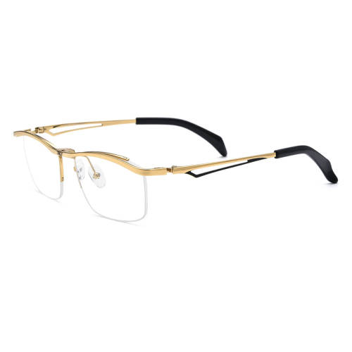 Oversized Glasses LE0534 – Hypoallergenic Gold Titanium Browline Flip-Up Design